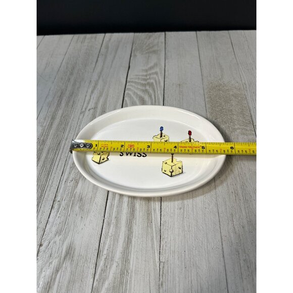 Cheddar & Swiss Cheese Appetizers Plates Oval White - Set Of 2 - Picture 8 of 9